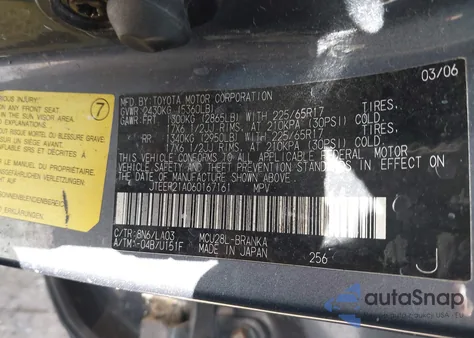 2006 Toyota Highlander Limited V6 from USA, damaged, VIN JTEEP21A060167161